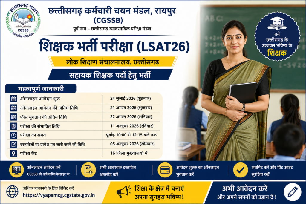 CGSSB Assistant Teacher Recruitment 2026